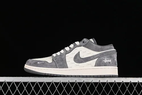 All categories Air Jordan Jordan series basketball shoes Air Jordan 1 Low High-end customized low-top sneakers Air Jordan 1 Low AJ1 Joe 1 Stusi joint-grey pig eight high-end customized low-top basketball shoes SJ9950-010